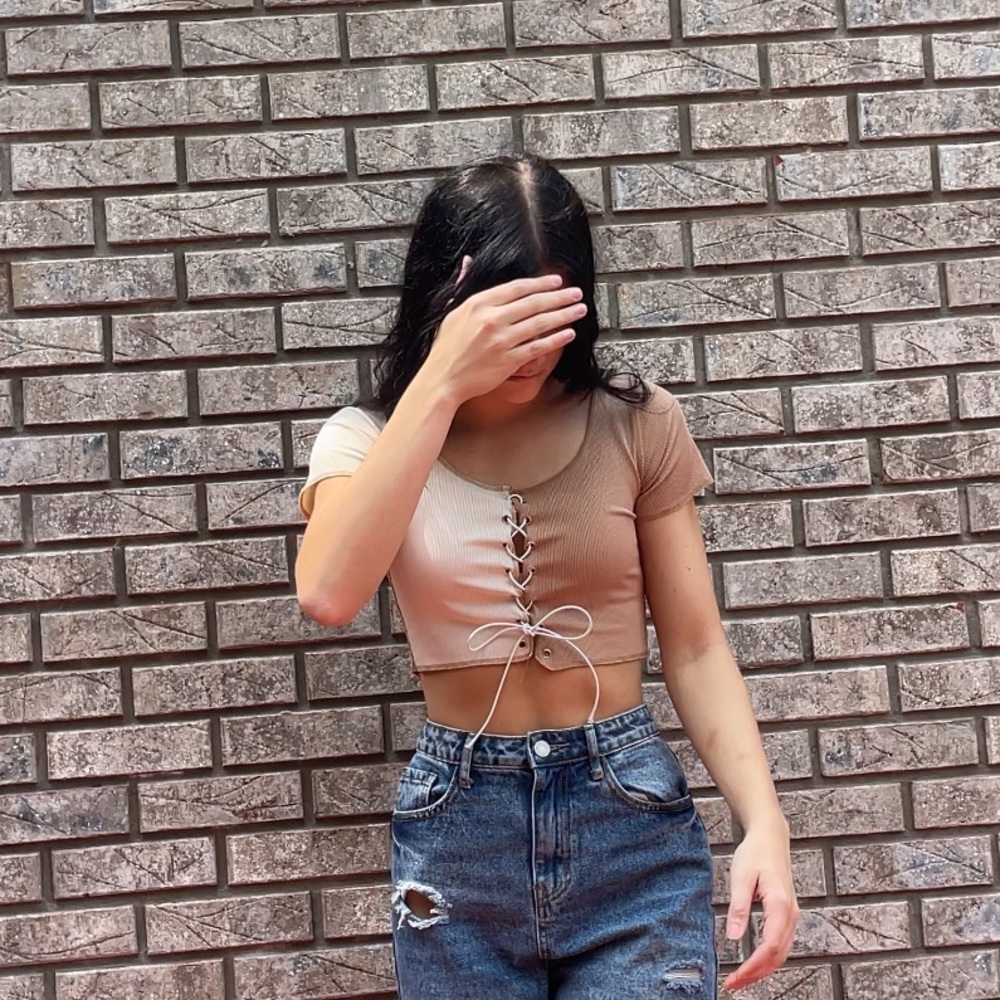 2 Toned Crop Top Size Small